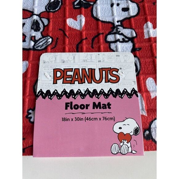 Peanuts Snoopy Valentines Outdoor Rubber Door Mat Rug 18X30” Red Hearts NEW - Picture 3 of 14